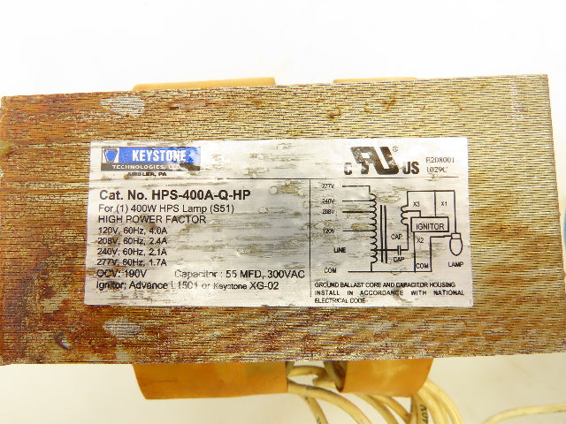 Keystone HPS-400A-Q-HP Ballast Kit 400W High Pressure Sodium Quad Tap 120-277V