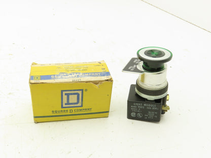 Square D KR-8P1G Illuminated Green Pushbutton Momentary Push-Pull 120V KM1
