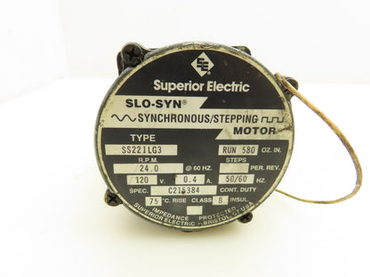 Superior Electric SS221LG3 Slo-Syn Synchronous/Stepping Motor 24 RPM 120V