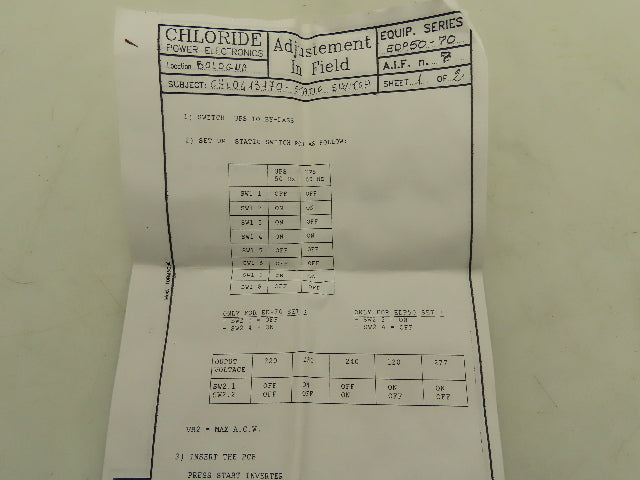 Chloride 04-13-107 Static Switch Board