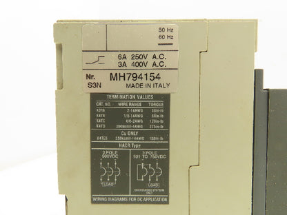 ABB S3N Circuit Breaker Trip Sace S3 600VAC 50A 3 Pole With 10-3/4" Shaft
