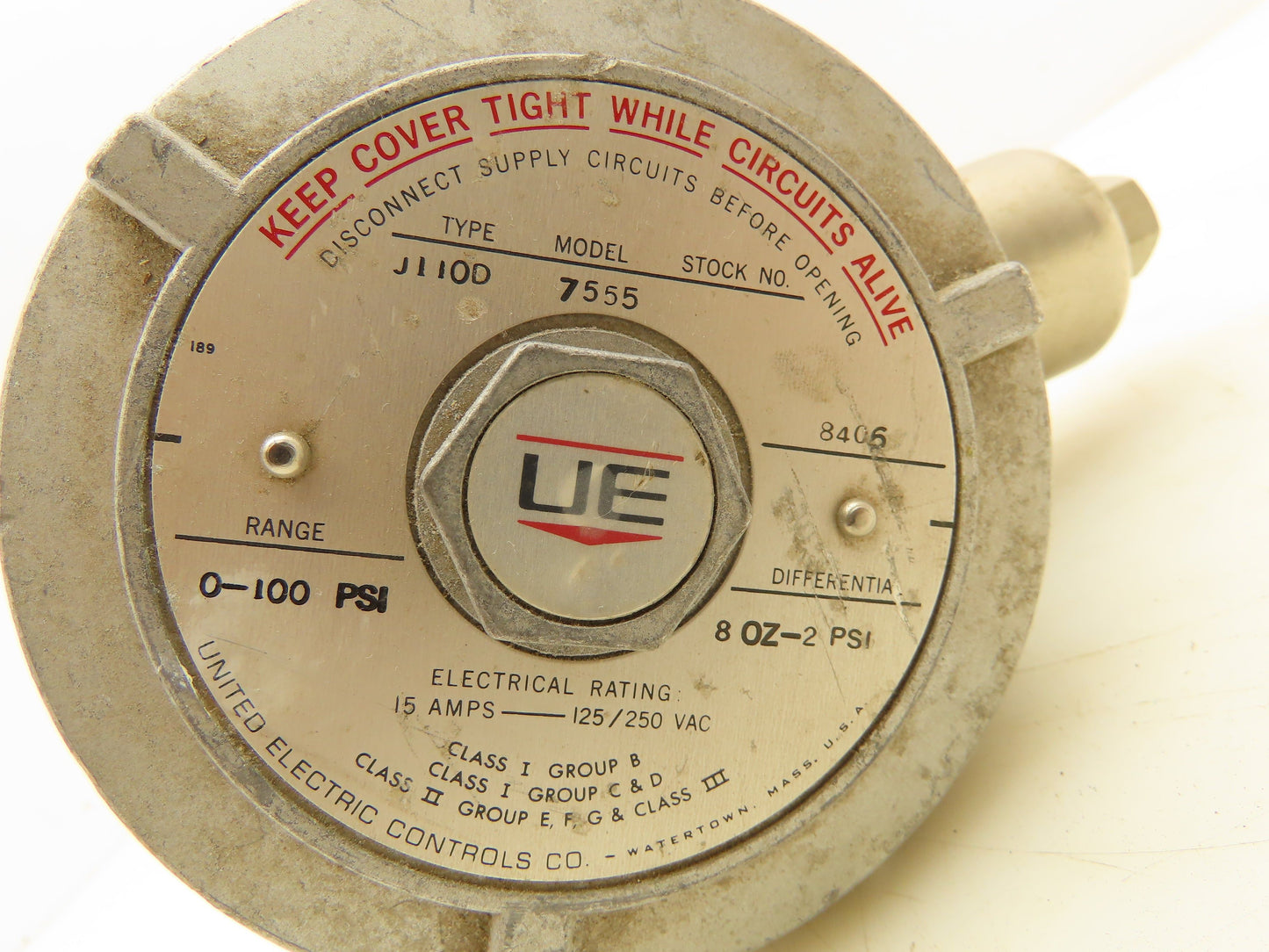 United Electric J110D Pressure Switch 0-100 PSI 15A 125/250VAC