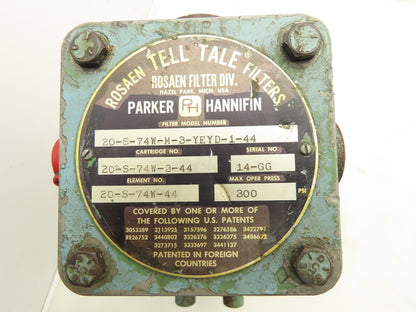Parker Hannifin 20-S-74W-M-3-YEYD-1-44 Tell Tale Hydraulic Filter 1-1/4" NPT
