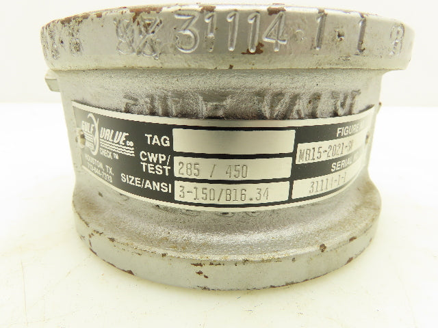 Gulf Valve MB15-2021-SR 3" Wafer Check Valve Spring Loaded Double Door