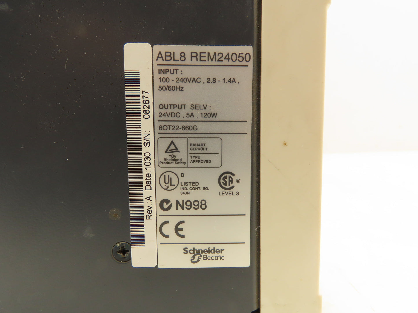 Schneider ABL-8REM24050 Regulated Switch Power Supply 100-240VAC 24V 5A