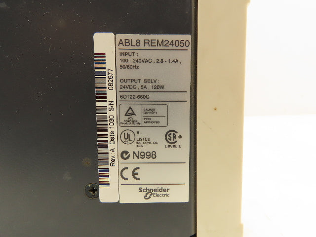 Schneider ABL-8REM24050 Regulated Switch Power Supply 100-240VAC 24V 5A