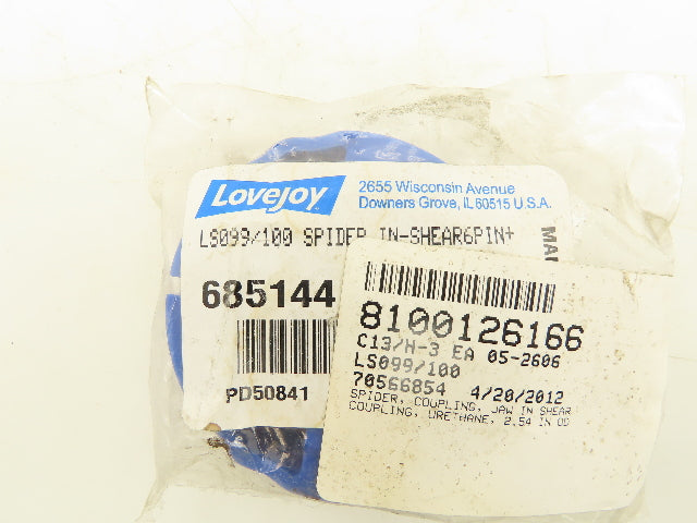 Lovejoy LS099/100 Jaw Coupling Spider In-Shear 6 Pin