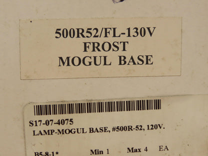 Candela 500R52/FL-130V Mogul Base Incandescent Lamp Frost 500W 130V
