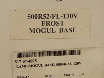 Candela 500R52/FL-130V Mogul Base Incandescent Lamp Frost 500W 130V