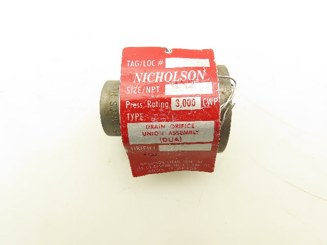 Nicholson Steam Trap SP83 6811 Drain Orifice Union 1/2" NPT 3000