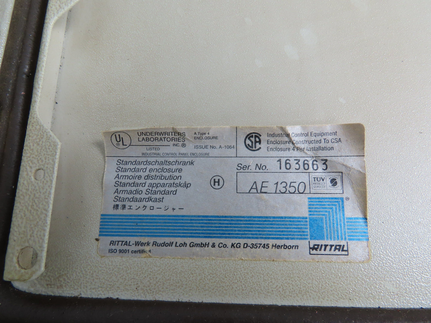 Rittal AE 1350 Electrical Enclosure 19-3/4 x 19-3/4 x 11"With Locks And Key