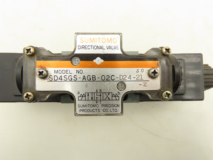 Sumitomo SD4SGS-AGB-02C-D24-21 Hydraulic Directional Solenoid Valve 24V Lot of 2