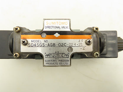 Sumitomo SD4SGS-AGB-02C-D24-21 Hydraulic Directional Solenoid Valve 24V Lot of 2
