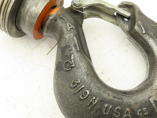 Crosby 319N JA 7 Ton Alloy Hoist Hook Threaded Swivel Shank w/Latch