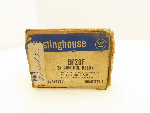 Westinghouse BF20F Industrial Control Relay 300VAC 10A 2 Pole 2NO 0NC