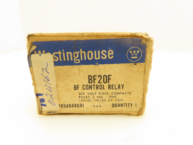 Westinghouse BF20F Industrial Control Relay 300VAC 10A 2 Pole 2NO 0NC