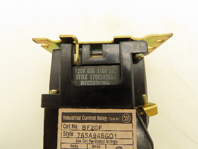 Westinghouse BF20F Industrial Control Relay 300VAC 10A 2 Pole 2NO 0NC