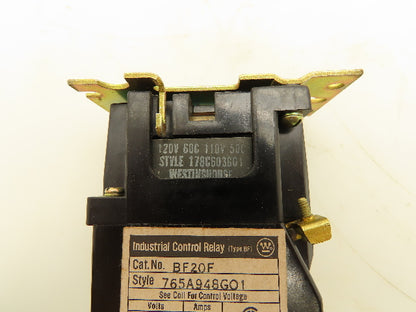 Westinghouse BF20F Industrial Control Relay 300VAC 10A 2 Pole 2NO 0NC