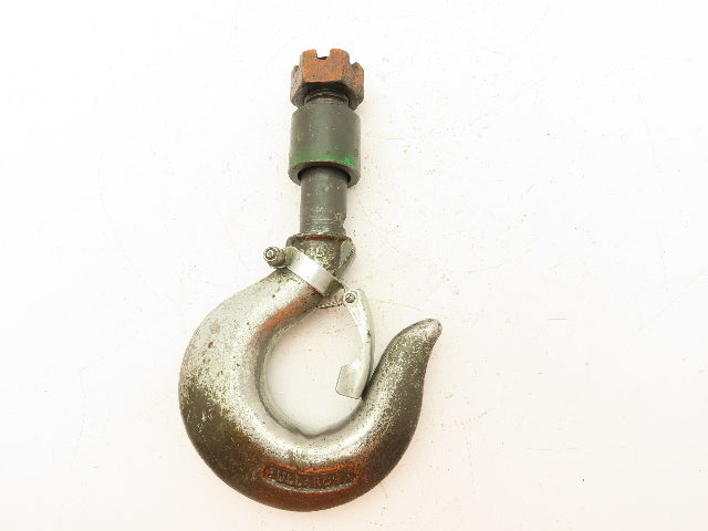 Vulcan Bullard 9A  7 Ton Hoist Hook Threaded Swivel Shank w/Latch Drop Forged
