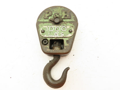 P&H 1/2 Ton Single Sheave Crane Hoist Swivel Hook Snatch Block 1000 Lb Load