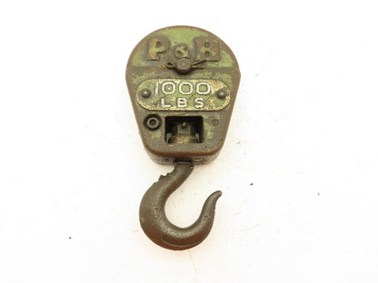 P&H 1/2 Ton Single Sheave Crane Hoist Swivel Hook Snatch Block 1000 Lb Load