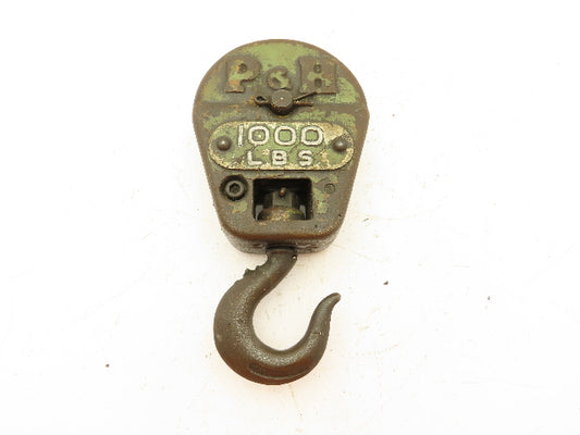P&H 1/2 Ton Single Sheave Crane Hoist Swivel Hook Snatch Block 1000 Lb Load