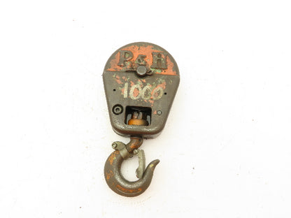 P&H 1/2 Ton Single Sheave Crane Hoist Swivel Hook Snatch Block 1000 Lb Load