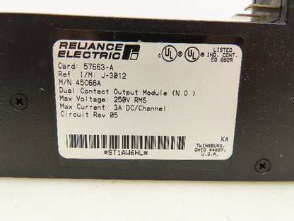 Reliance Electric 45C66A Dual Contact Output Module 250V 3A DC Channel Lot Of 3