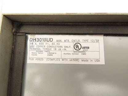 Eaton DR3016UD Nonfusible Enclosed Disconnect Switch 16A 600V 4 pole