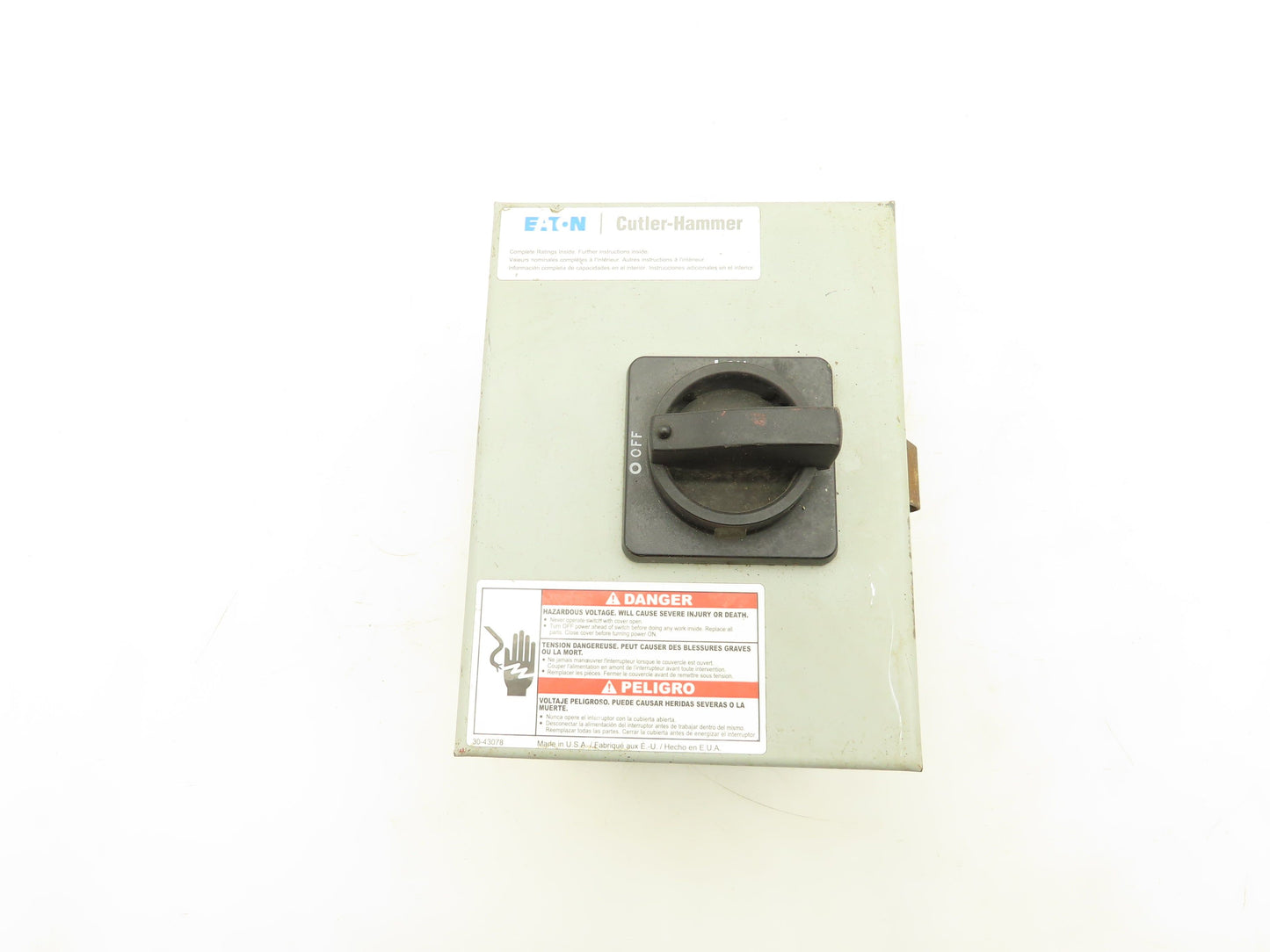 Eaton DR3016UD Nonfusible Enclosed Disconnect Switch 16A 600V 4 pole