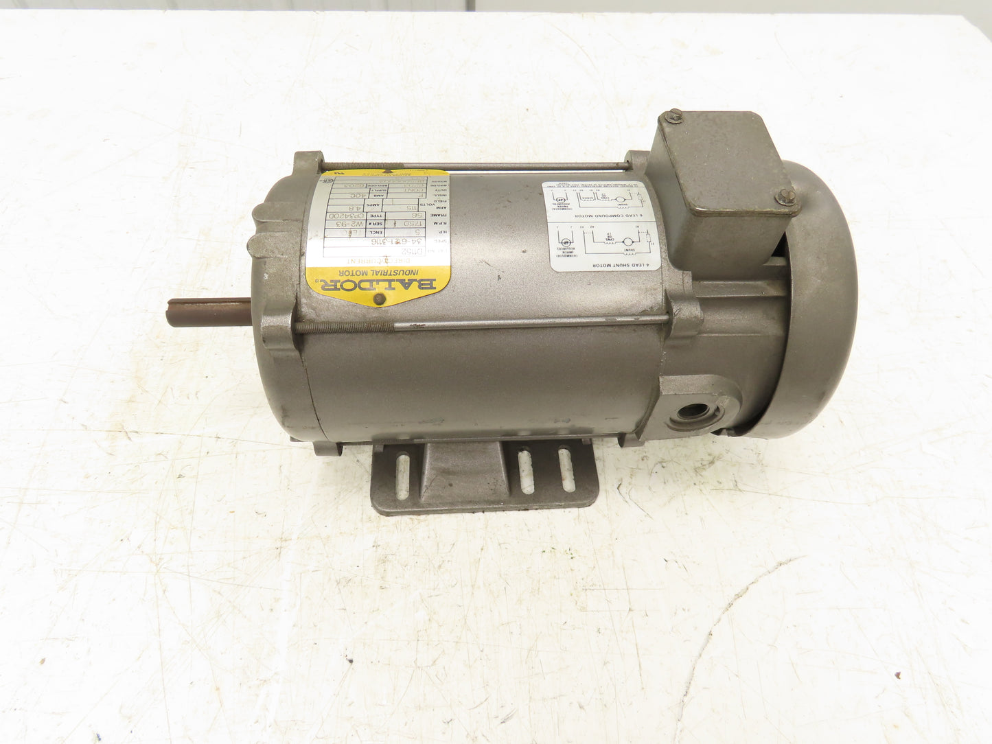 Baldor D1152 Direct Current DC Motor 1/2HP 1750 RPM 115V 4.8A 56 Frame