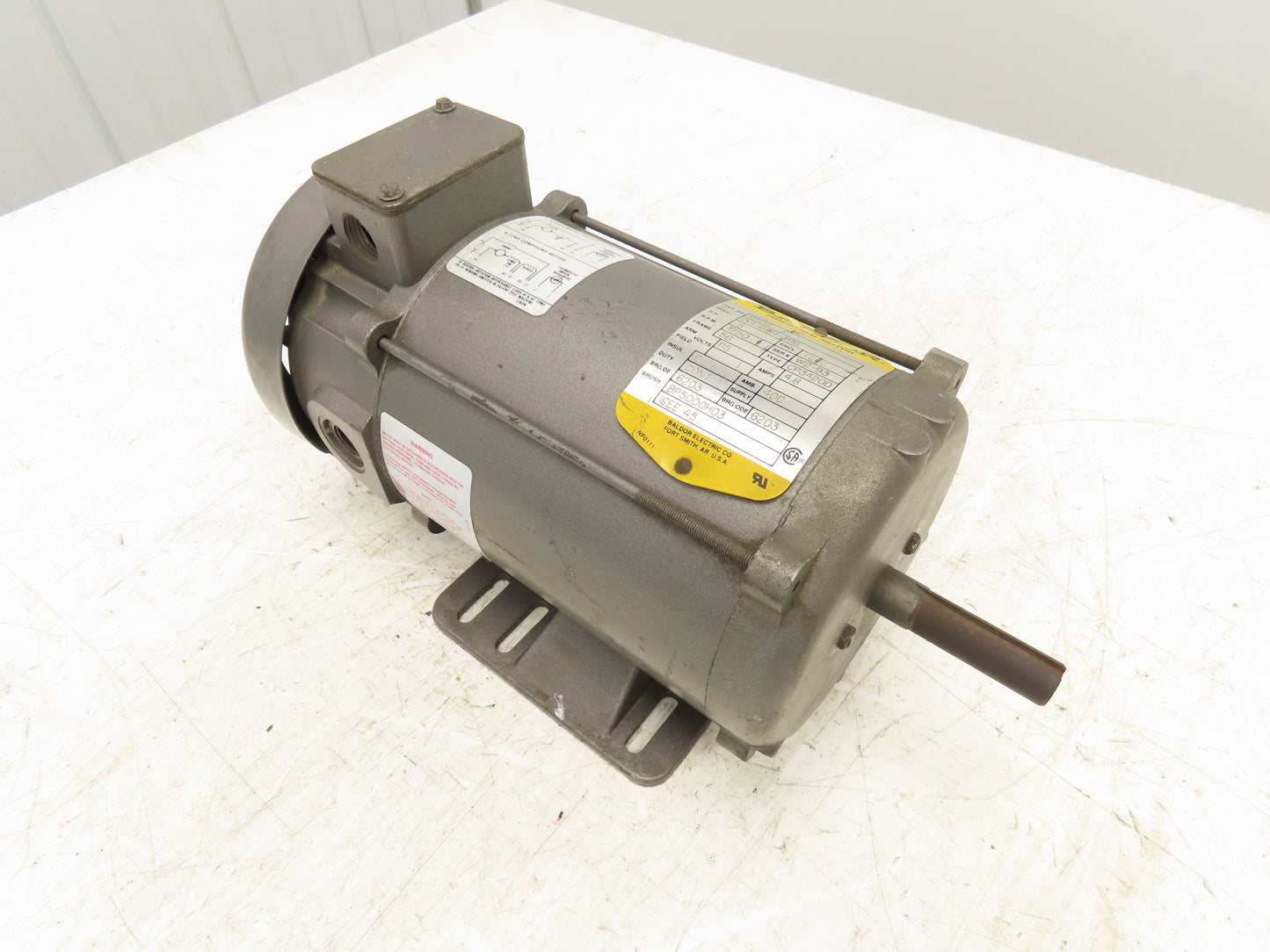 Baldor D1152 Direct Current DC Motor 1/2HP 1750 RPM 115V 4.8A 56 Frame