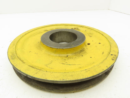 T24656C Yellow Wire Rope Pulley Sheave 9-1/8" OD Cast Iron Snatch Block