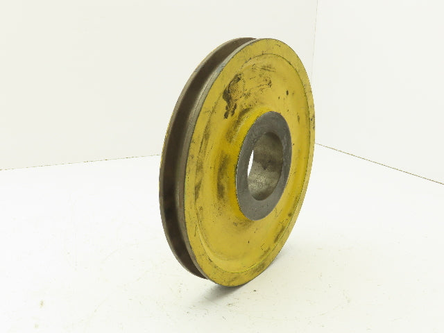 T24656C Yellow Wire Rope Pulley Sheave 9-1/8" OD Cast Iron Snatch Block