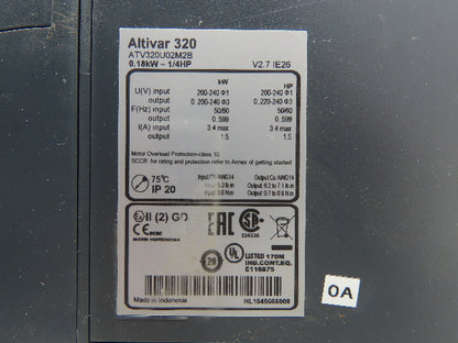 Schneider ATV320U02M2B Altivar 320 VFD Variable Speed Drive 240V 1Ph 1/4Hp .18kw