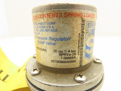Sentry BPRVA-20 Back Pressure Regulator/Relief Valve 20 psi 1/4 NPT"