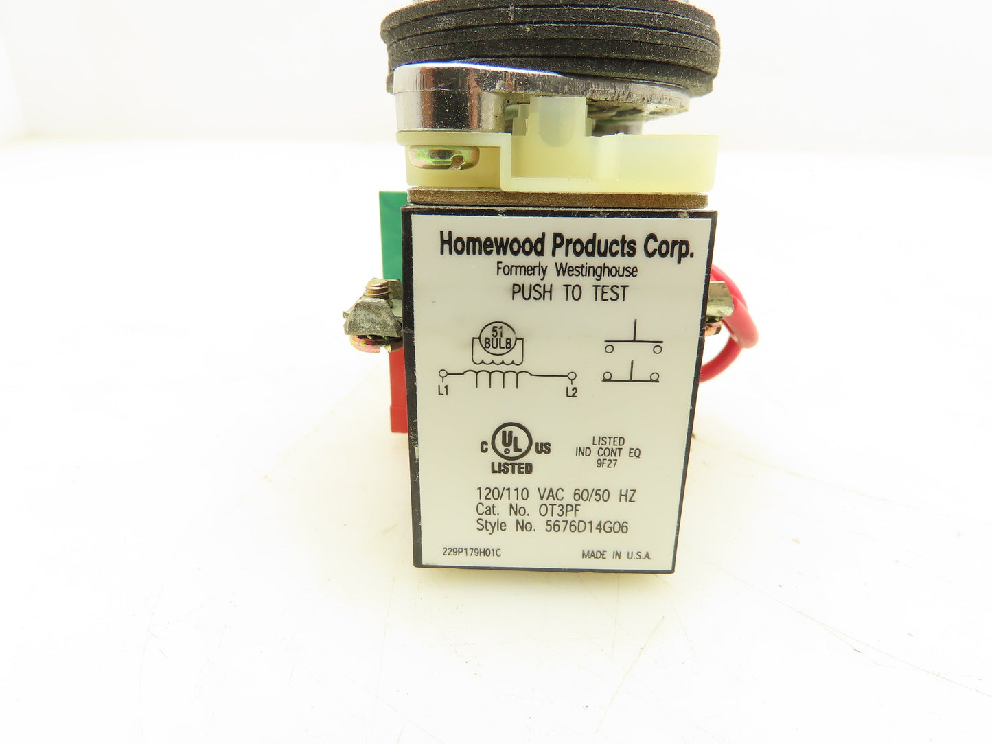 Westinghouse OT3PF Push-To-Test Light 120V 30mm HPC-1 Contacts  Lot of 2