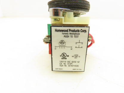 Westinghouse OT3PF Push-To-Test Light 120V 30mm HPC-1 Contacts  Lot of 2