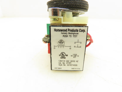 Westinghouse OT3PF Push-To-Test Light 120V 30mm HPC-1 Contacts  Lot of 2