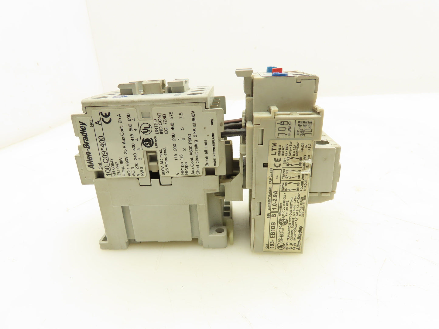 Allen Bradley 193-EB1DB Contactor Overload Relay 120V Coil 600V Lot of 2