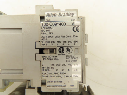 Allen Bradley 193-EB1DB Contactor Overload Relay 120V Coil 600V Lot of 2