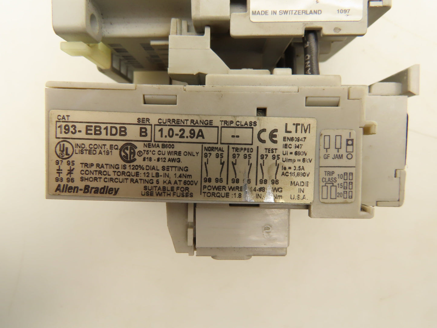 Allen Bradley 193-EB1DB Contactor Overload Relay 120V Coil 600V Lot of 2