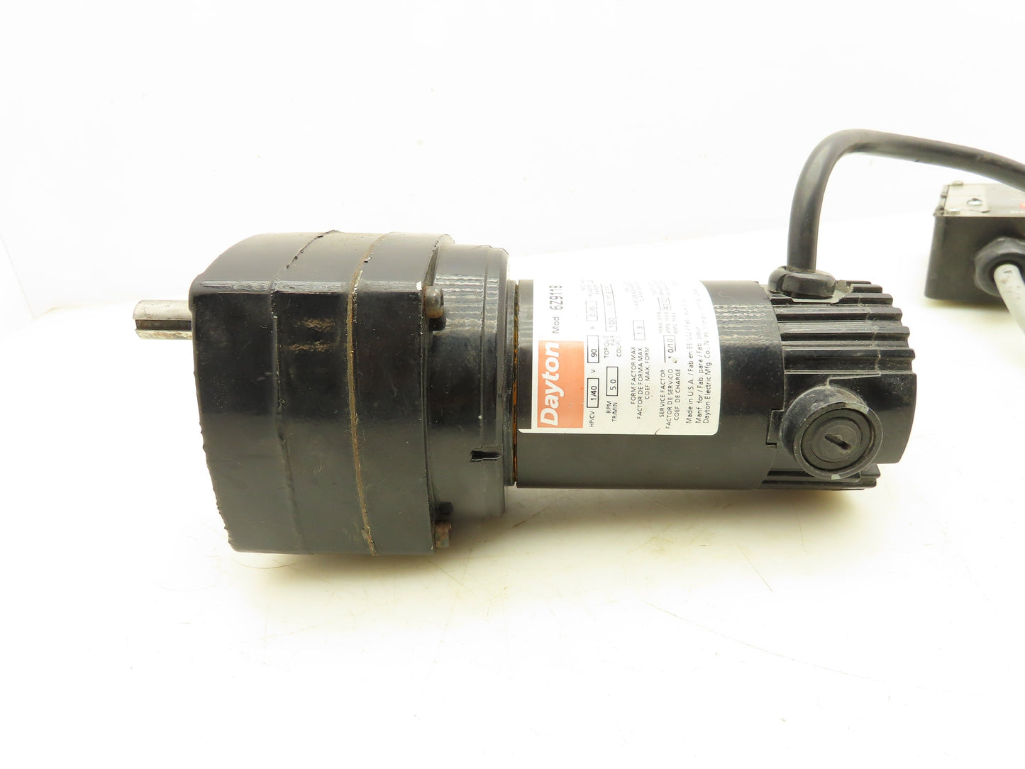 Dayton 6Z911B DC Gearmotor 90V 1/40Hp 362:1 Reducer 5 RPM w/Speed Control 4Z527E