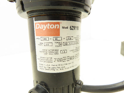 Dayton 6Z911B DC Gearmotor 90V 1/40Hp 362:1 Reducer 5 RPM w/Speed Control 4Z527E