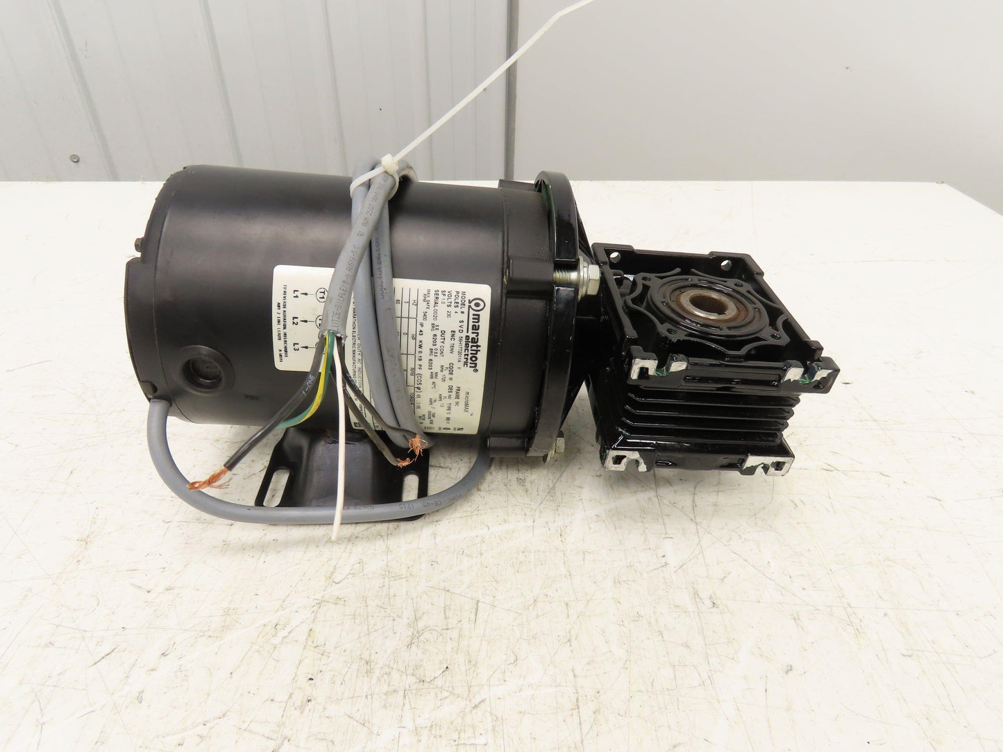 Marathon MicroMax Gearmotor 60:1 Reducer .25Hp 230V 3PH 29 RPM Hollow Shaft 56C