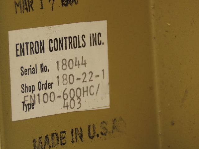 Entron EN100-600HC/403 Absolute Binary Count Control For Weld And Percent Current
