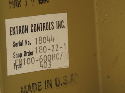 Entron EN100-600HC/403 Absolute Binary Count Control For Weld And Percent Current