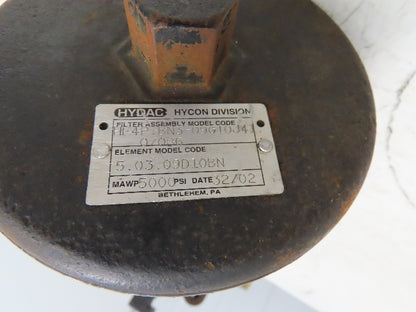 Hydac HF4P-BN3-09G10J41.0/0B6 Hydraulic High Pressure Inline Filter 5000 PSI