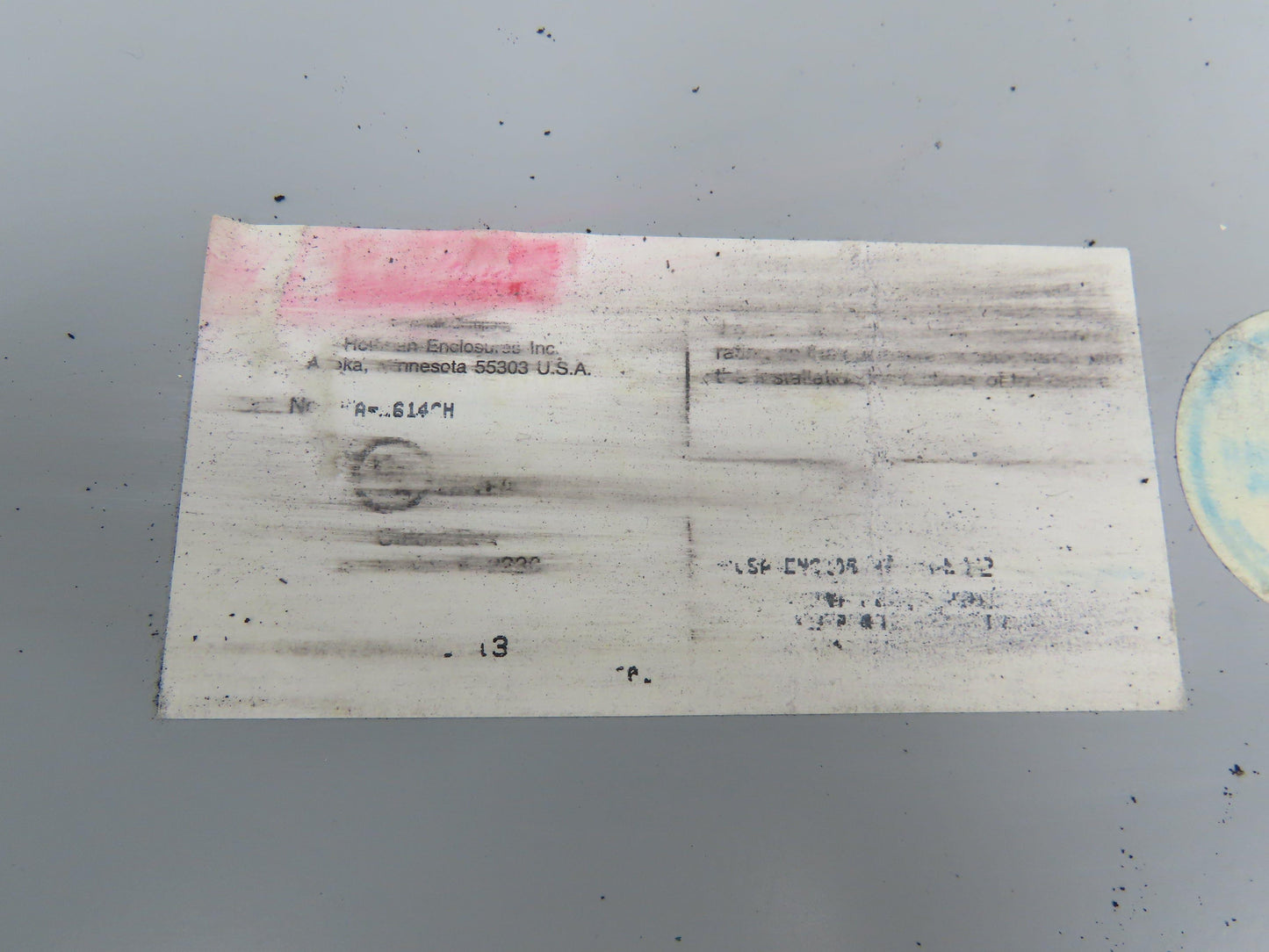 Hoffman A1614CH Electrical Enclosure Control Panel 16x14x6" Back Plate