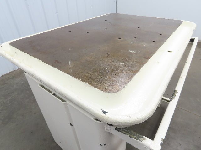 Vintage Cast Iron Steel Machine Base 24x36x 32" Top Coolant Oil Trough 5/8" Top
